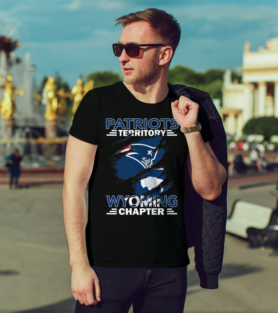 Patriots Territory Wyoming Chapter New England Patriots Logo And Wyoming Flag Elements T-Shirt