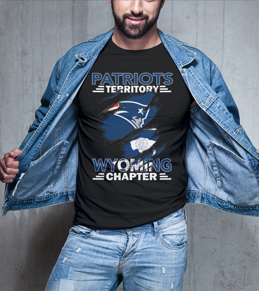 Patriots Territory Wyoming Chapter New England Patriots Logo And Wyoming Flag Elements T-Shirt
