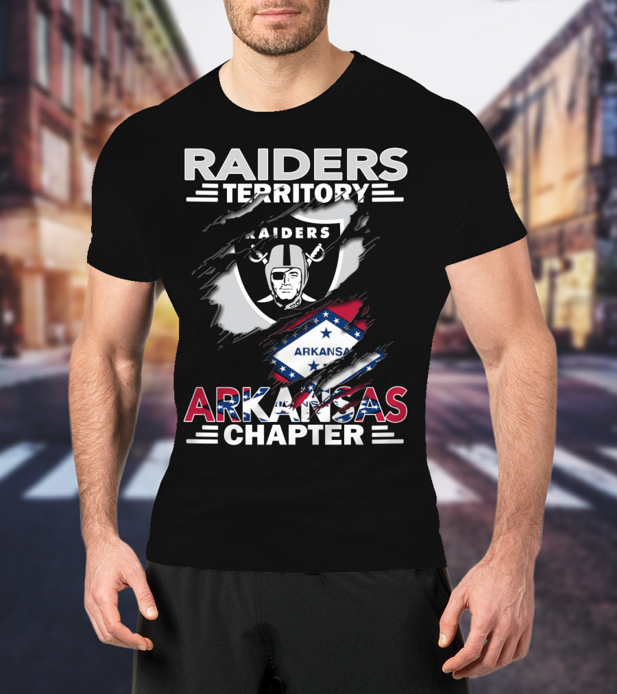 Raiders Territory Arkansas Chapter With Raiders Logo And Arkansas Flag T-Shirt