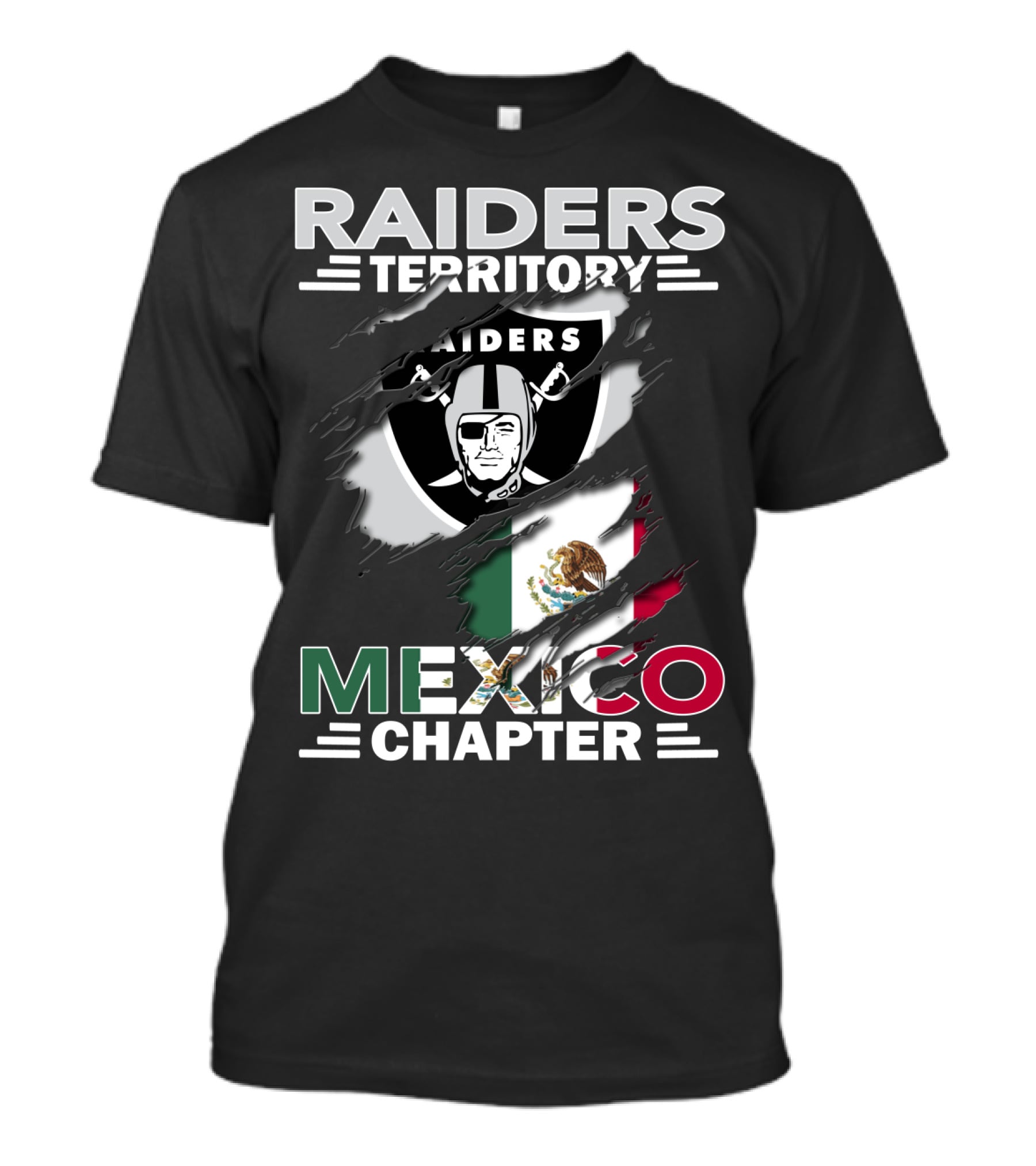Raiders Territory Mexico Chapter Raiders Shield Mexican Flag T-Shirt