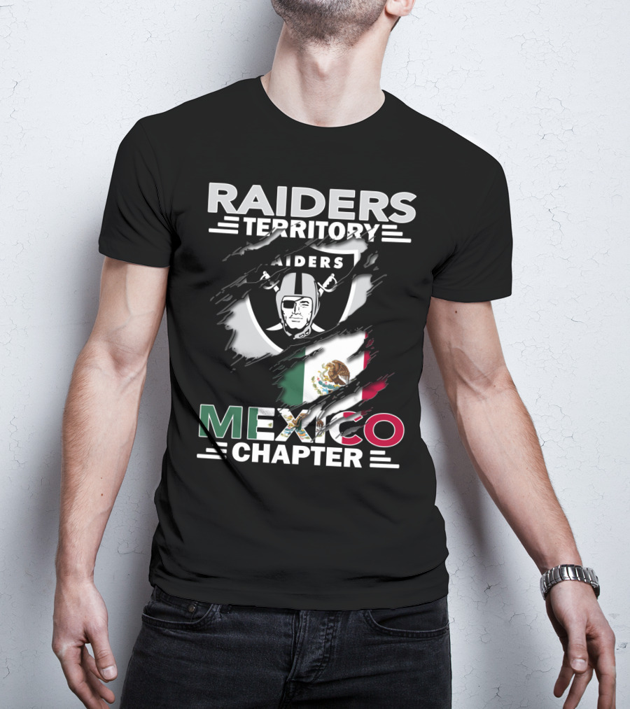 Raiders Territory Mexico Chapter Raiders Shield Mexican Flag T-Shirt