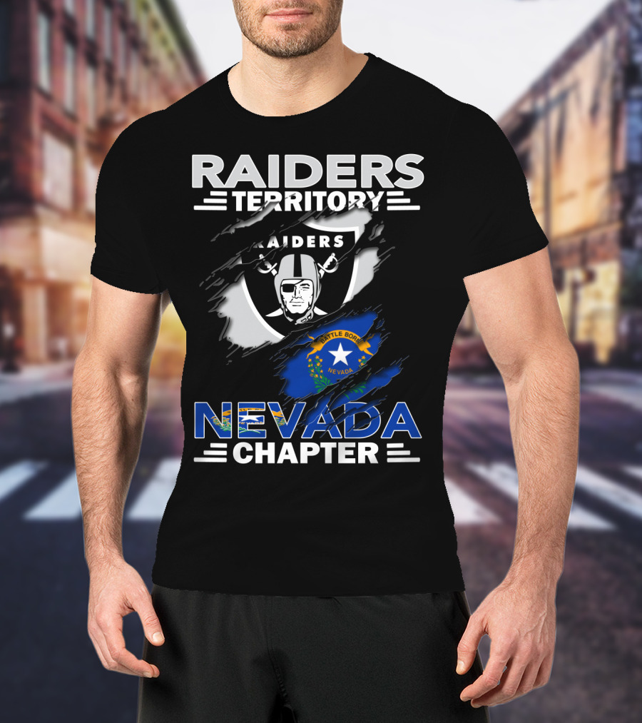 Raiders Territory Nevada Chapter Battle Born Flag Crest T-Shirt