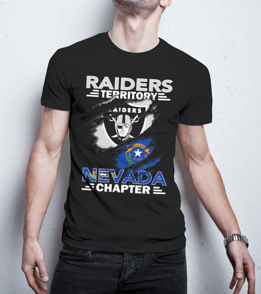 Raiders Territory Nevada Chapter Battle Born Flag Crest T-Shirt