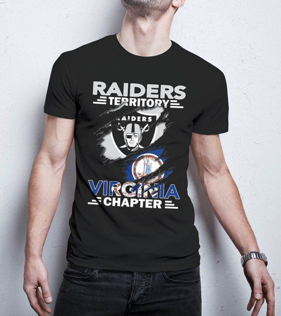 Raiders Territory Virginia Chapter Shield Torn Flag Raider Emblem T-Shirt
