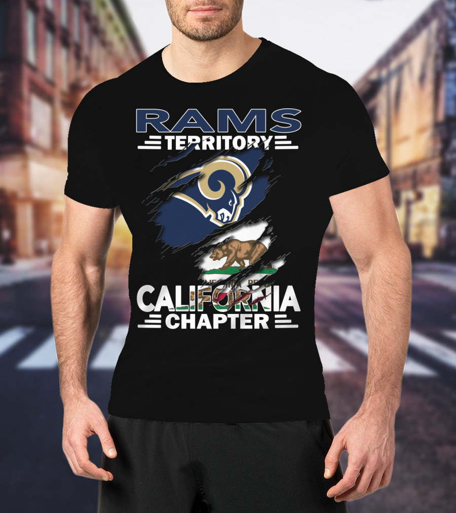 Rams Territory California Chapter Bear Flag Rip T-Shirt