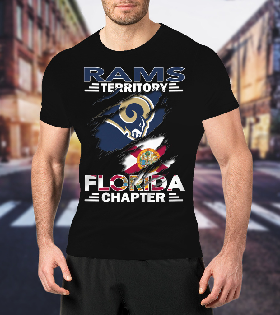 Rams Territory Florida Chapter Flag And Team Logo Fusion T-Shirt