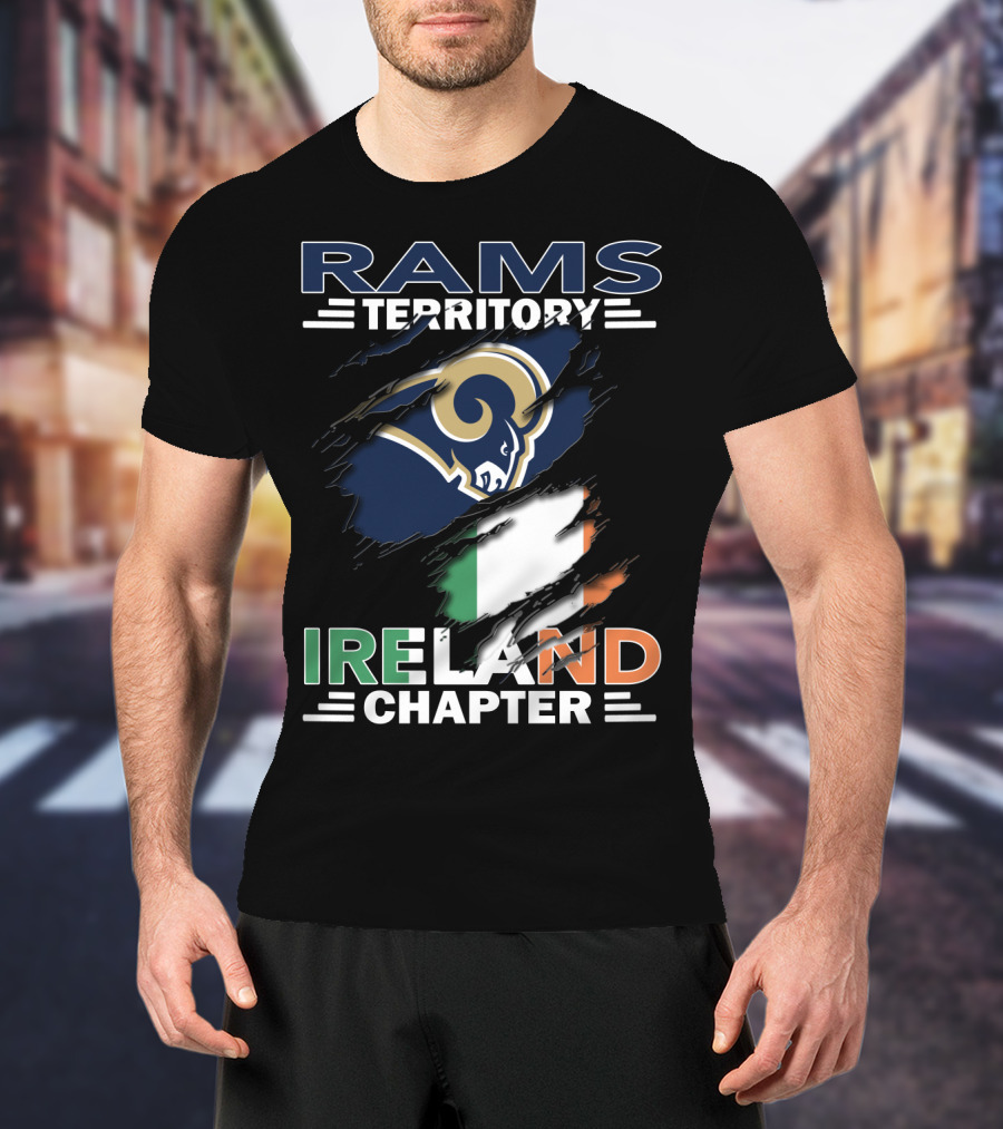 Rams Territory Ireland Chapter NFL Fan Logo With Irish Flag T-Shirt
