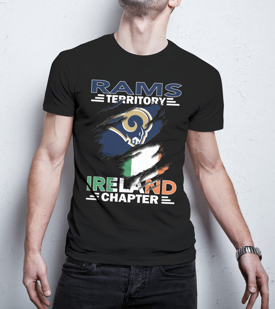Rams Territory Ireland Chapter NFL Fan Logo With Irish Flag T-Shirt