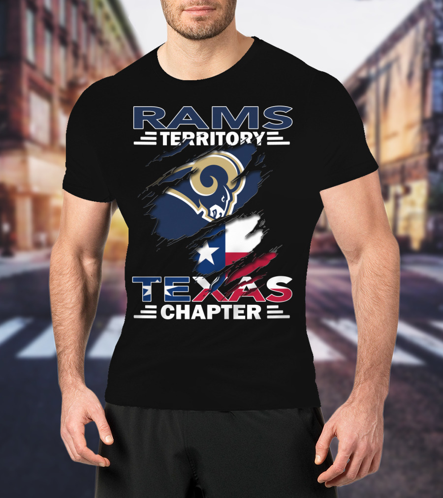 Rams Territory Texas Chapter Sports Logo With Flag T-Shirt