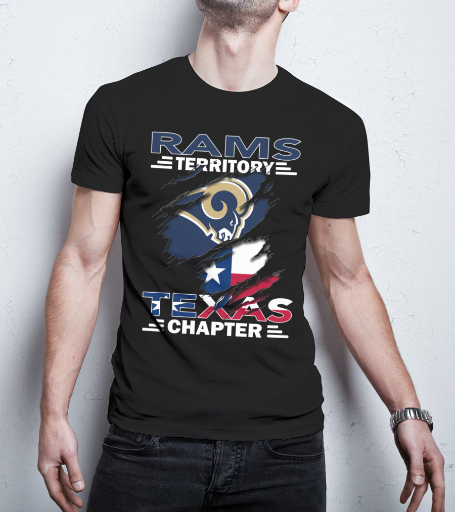 Rams Territory Texas Chapter Sports Logo With Flag T-Shirt
