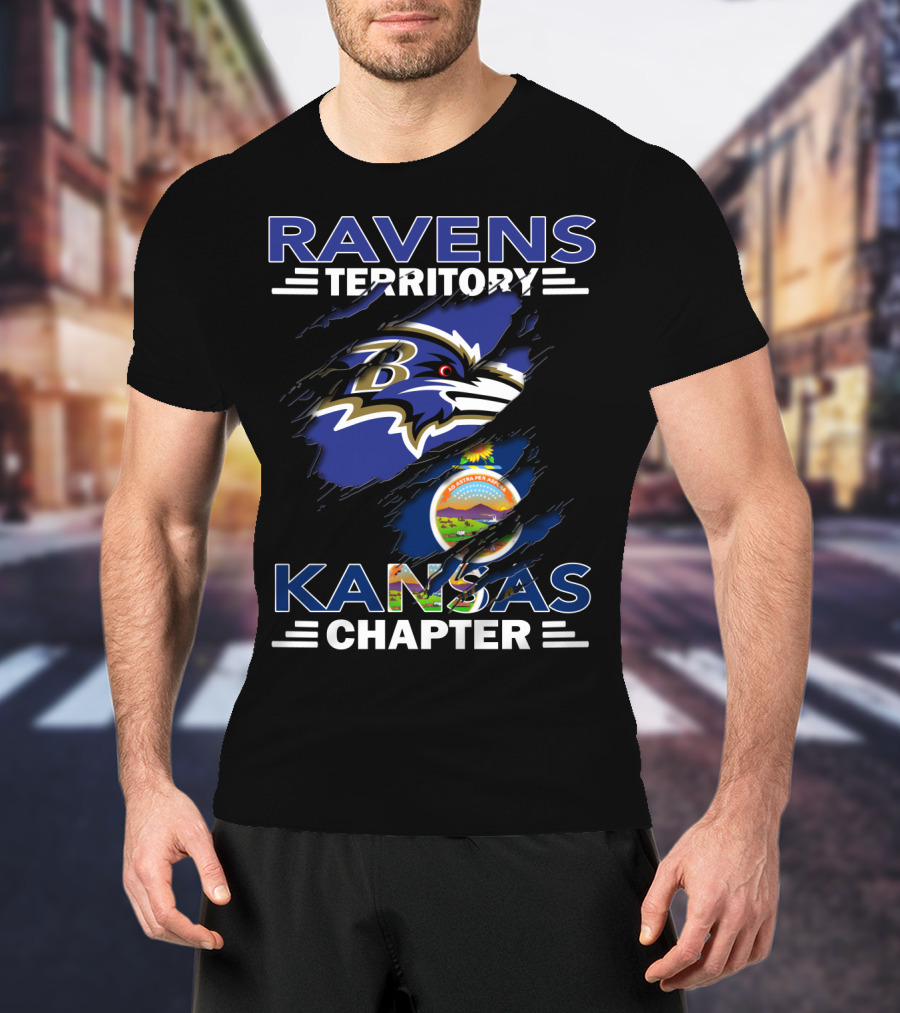 Ravens Territory Kansas Chapter Baltimore Ravens Kansas State Seal T-Shirt