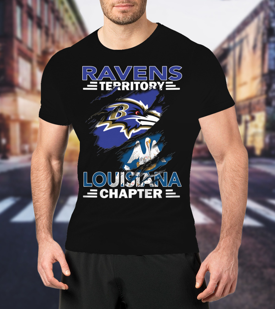 Ravens Territory Louisiana Chapter Baltimore Football Fan Club Cajun Pride T-Shirt