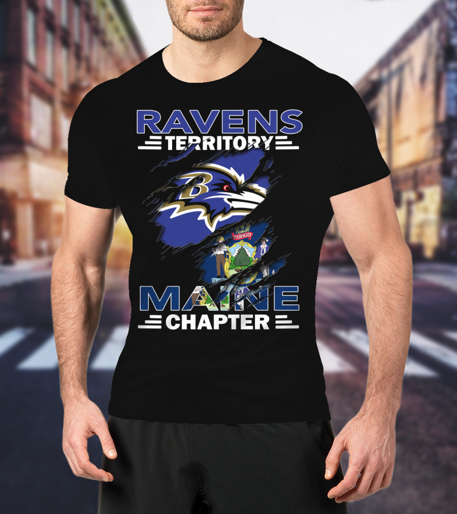 Ravens Territory Baltimore Logo Maine Chapter State Flag Integration T-Shirt