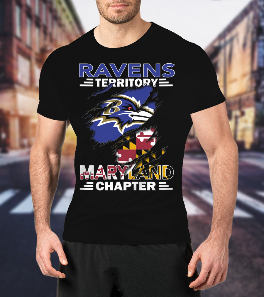Ravens Territory Maryland Chapter Baltimore Football Flag Emblem T-Shirt