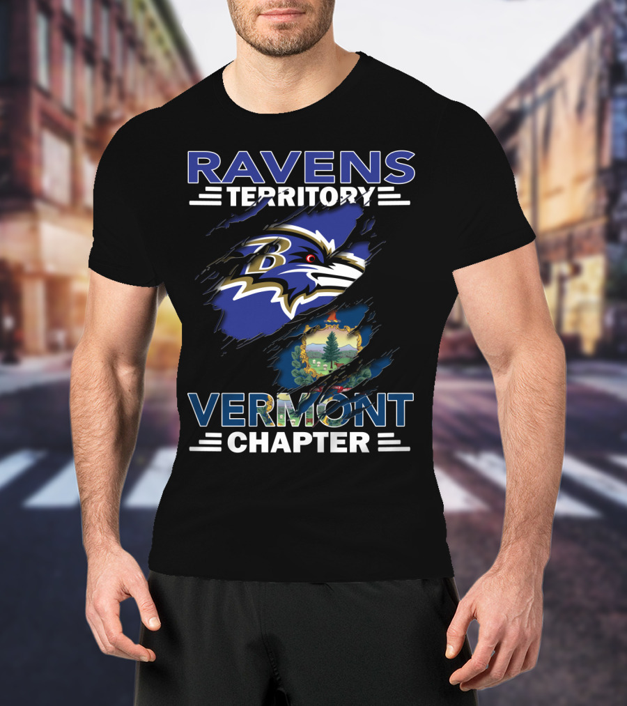 Ravens Territory Vermont Chapter Baltimore Ravens Logo Vermont State Seal T-Shirt