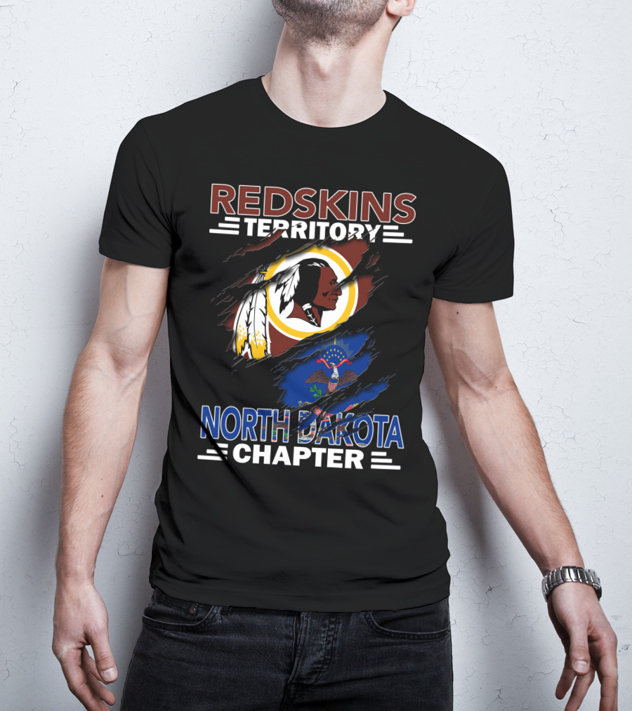 Redskins Territory North Dakota Chapter Washington Redskins Logo And North Dakota State Flag T-Shirt