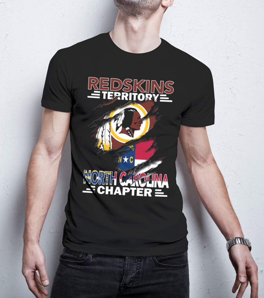 Redskins Territory North Carolina Chapter Redskins Logo With North Carolina Flag T-Shirt