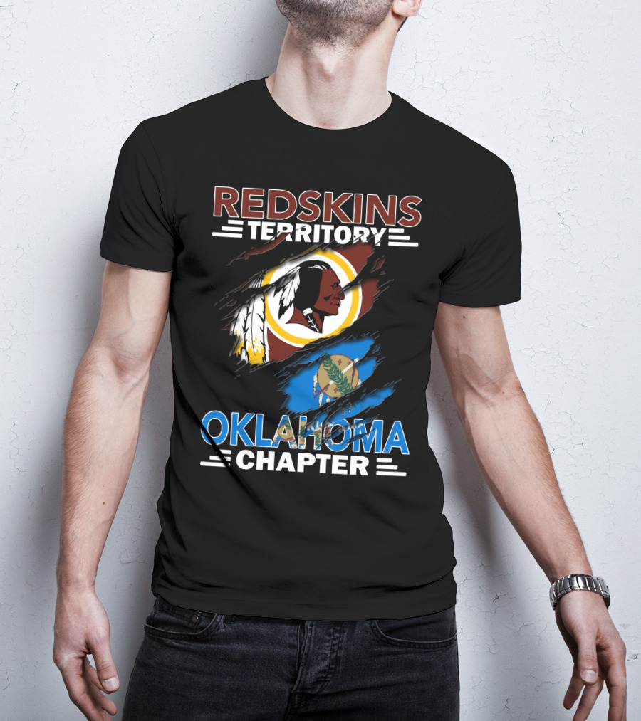 Redskins Territory Oklahoma Chapter Logo With Washington Redskins And Oklahoma Flag Elements T-Shirt