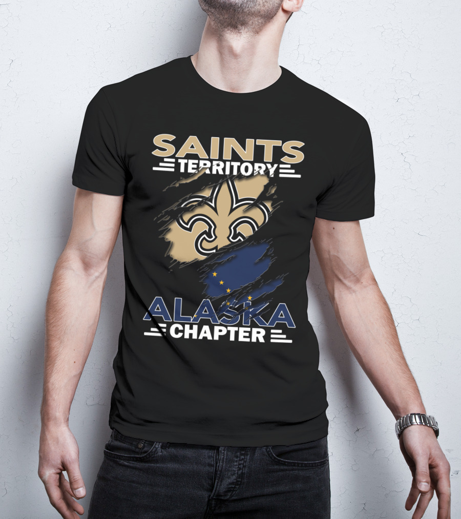 Saints Territory Alaska Chapter Fleur-de-Lis And Alaska Flag T-Shirt