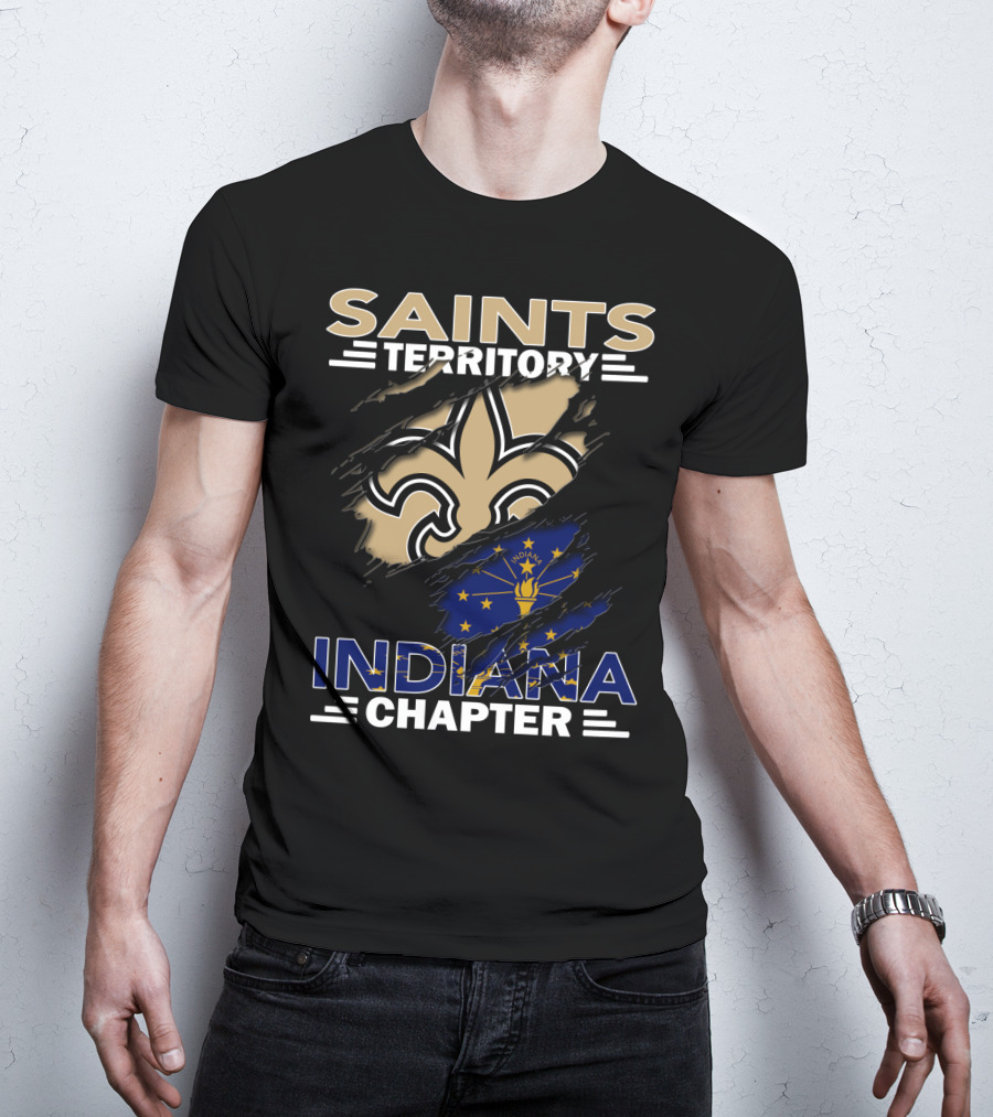 Saints Territory Indiana Chapter Fleur-de-Lis And Indiana Flag Collaboration T-Shirt