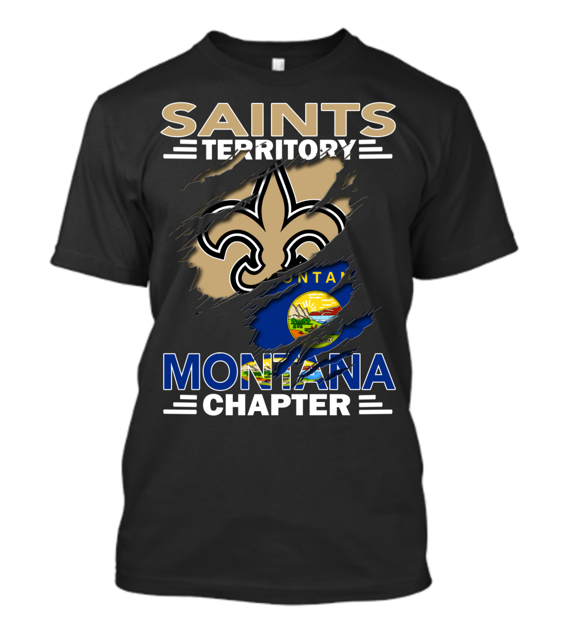 Saints Territory Montana Chapter Fleur-De-Lis State Flag Iconic Symbol T-Shirt