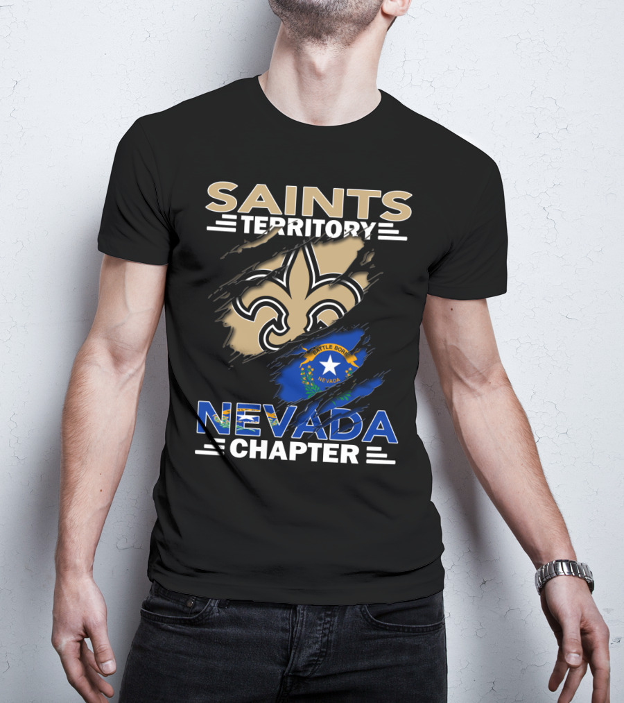 Saints Territory Nevada Chapter Battle Born Fleur-de-Lis Flag T-Shirt