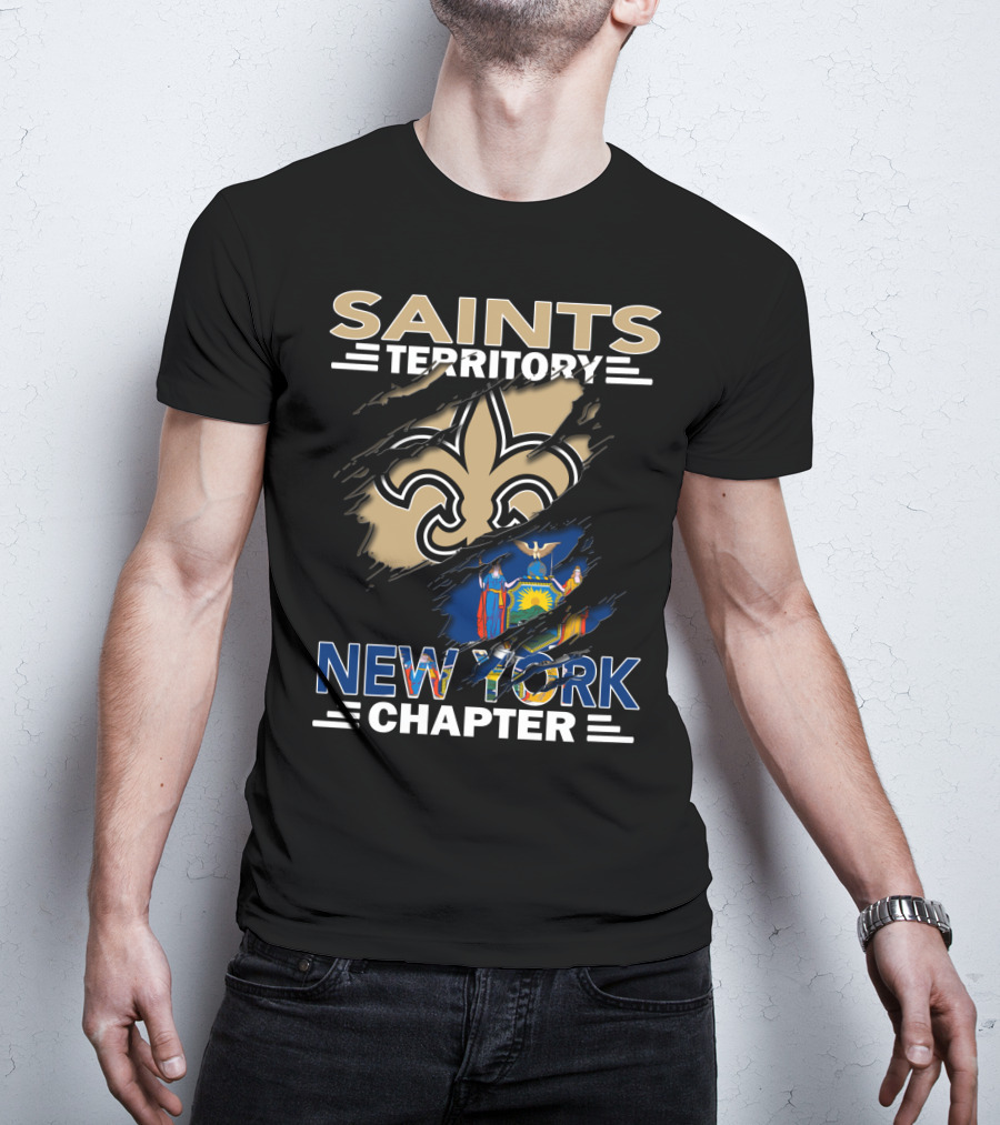 Saints Territory Fleur-de-Lis New York Chapter With New York State Emblem T-Shirt