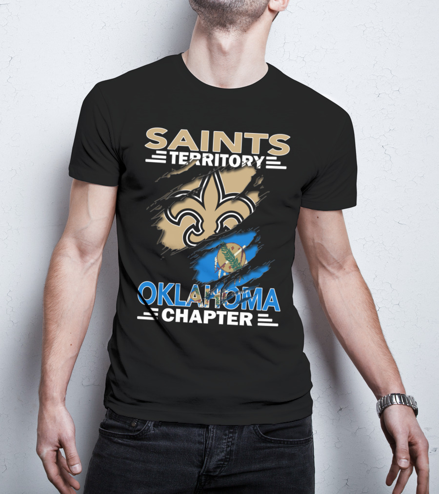 Saints Territory Oklahoma Chapter Fleur-de-Lis And State Flag T-Shirt