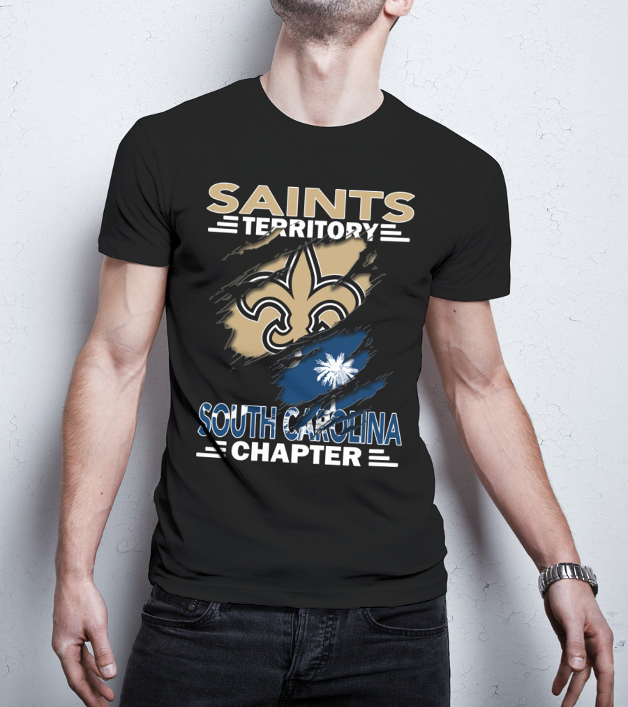 Saints Territory South Carolina Chapter Fleur-de-lis And Palmetto Flag T-Shirt