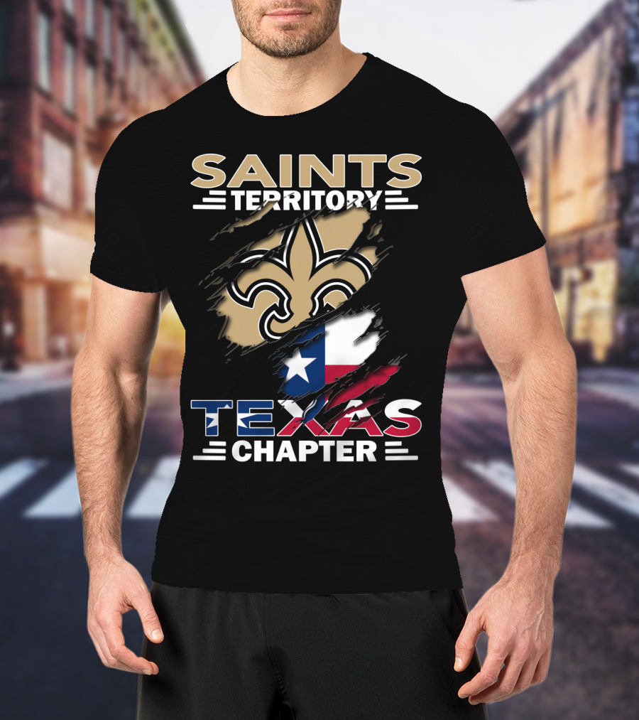 Saints Territory Texas Chapter Fleur-de-Lis And Texas Flag T-Shirt
