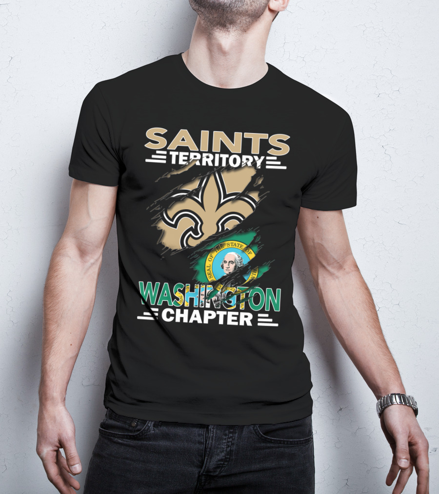 Saints Territory Washington Chapter Seal Fleur-de-Lis T-Shirt