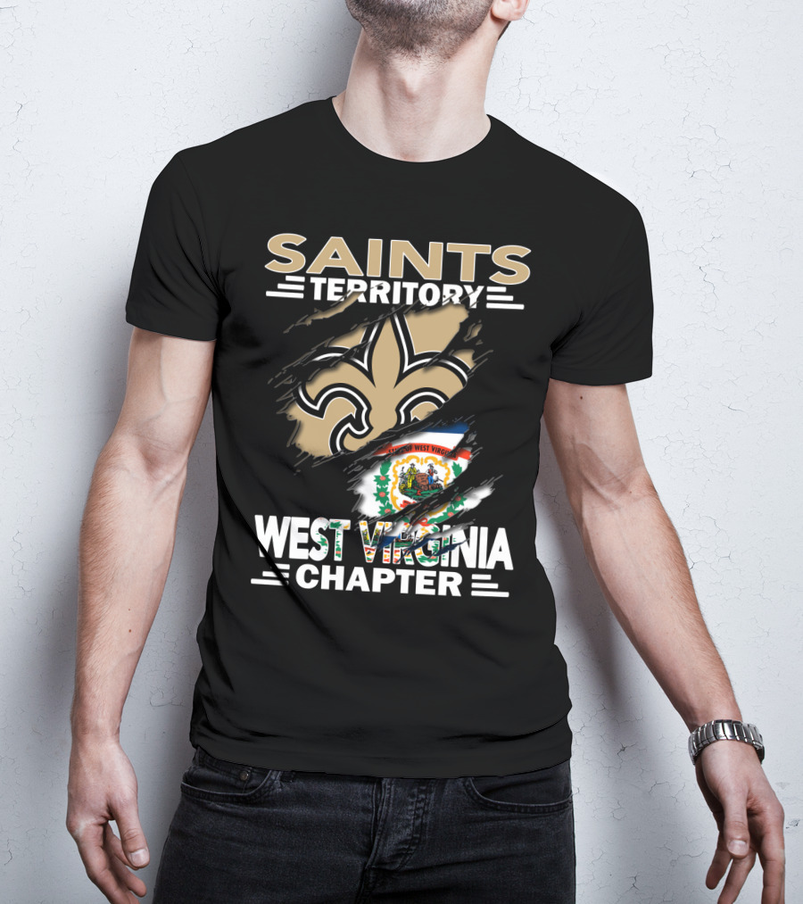 Saints Territory Fleur-de-lis West Virginia Chapter Flag T-Shirt