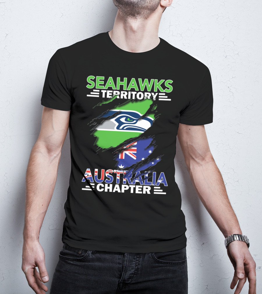 Seahawks Territory Australia Chapter Flag And Logo Fusion T-Shirt