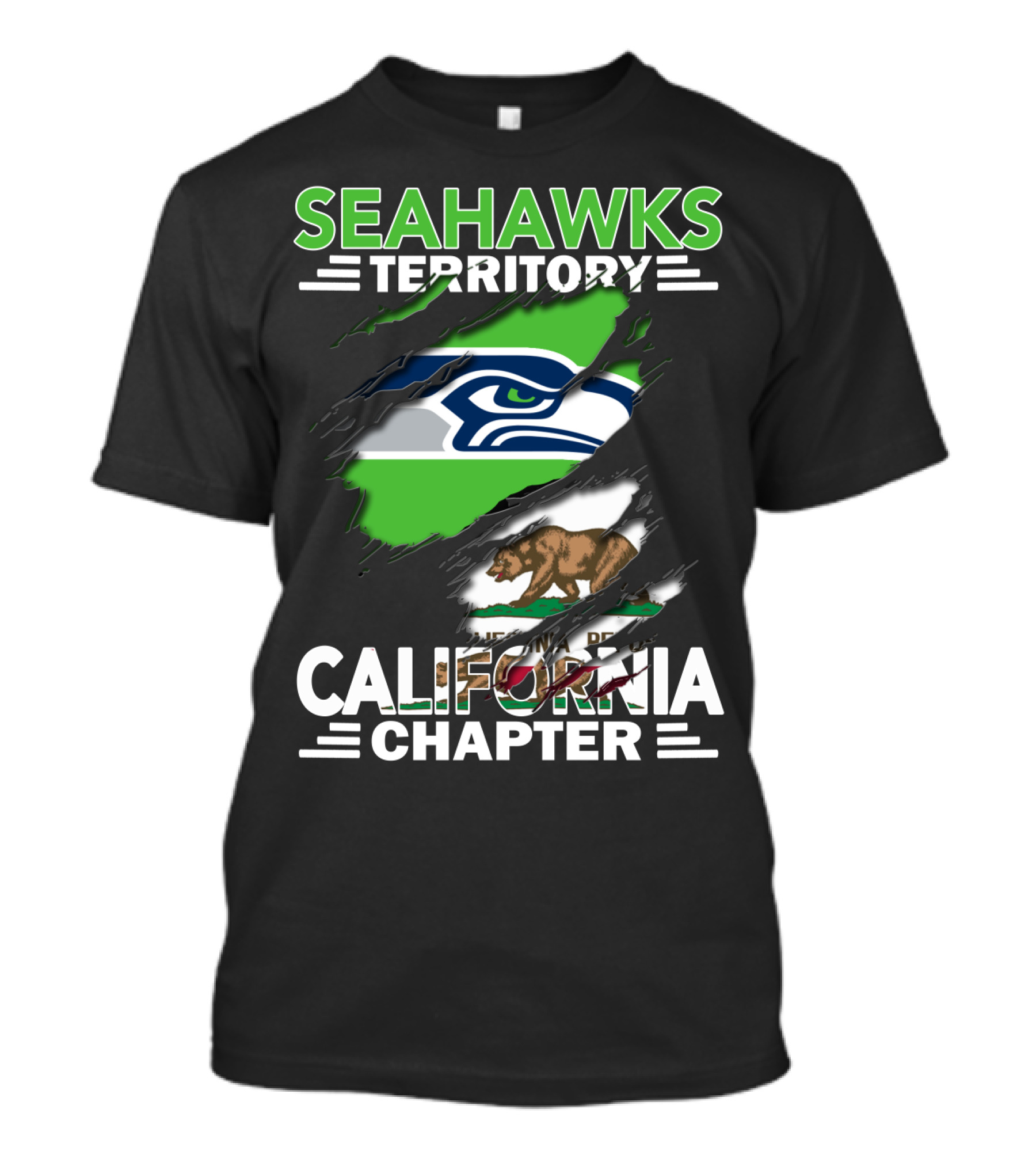Seahawks Territory California Chapter With Seahawks Logo And California Bear T-Shirt