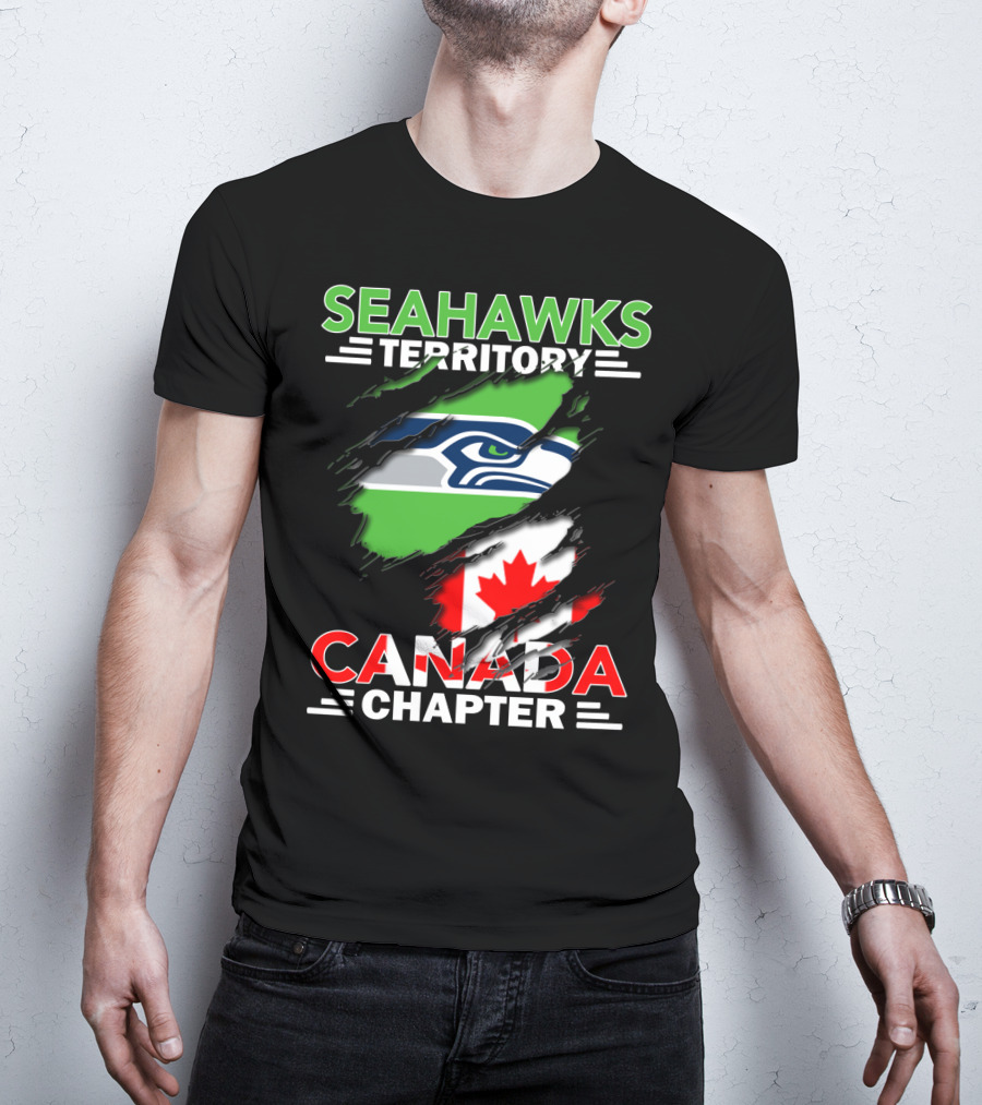 Seahawks Territory Canada Chapter Seahawks Logo With Canadian Flag T-Shirt