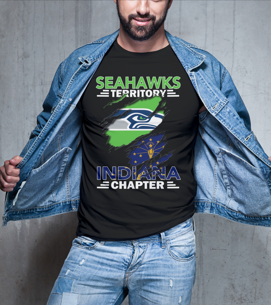 Seahawks Territory Indiana Chapter With Seattle Seahawks And Indiana State T-Shirt