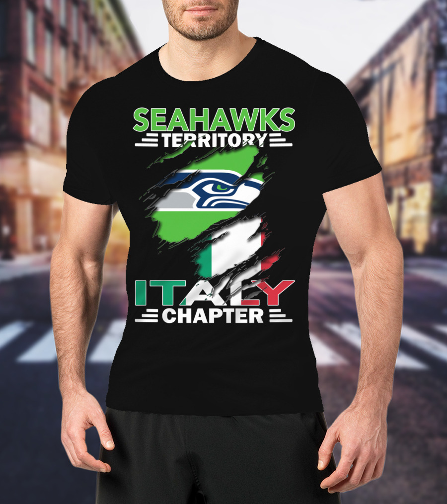Seahawks Territory Italy Chapter With Italian Flag And Seahawks T-Shirt