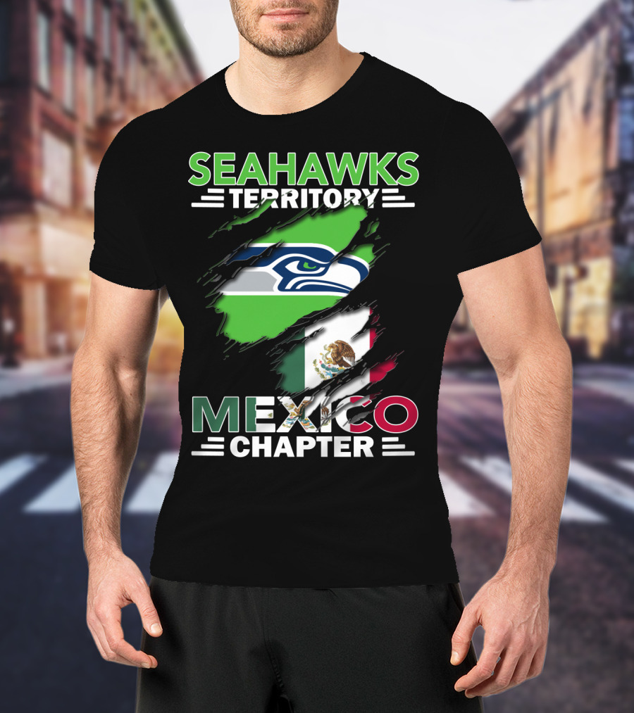 Seahawks Territory Mexico Chapter Flag And Logo Fusion T-Shirt