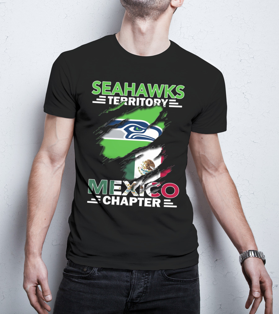 Seahawks Territory Mexico Chapter Flag And Logo Fusion T-Shirt