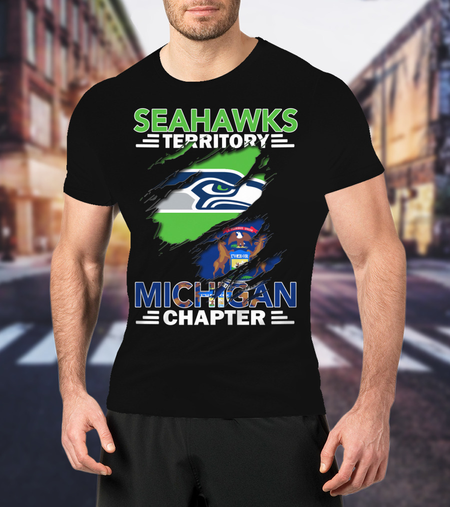 Seahawks Territory Michigan Chapter State And Team Logo Integration T-Shirt