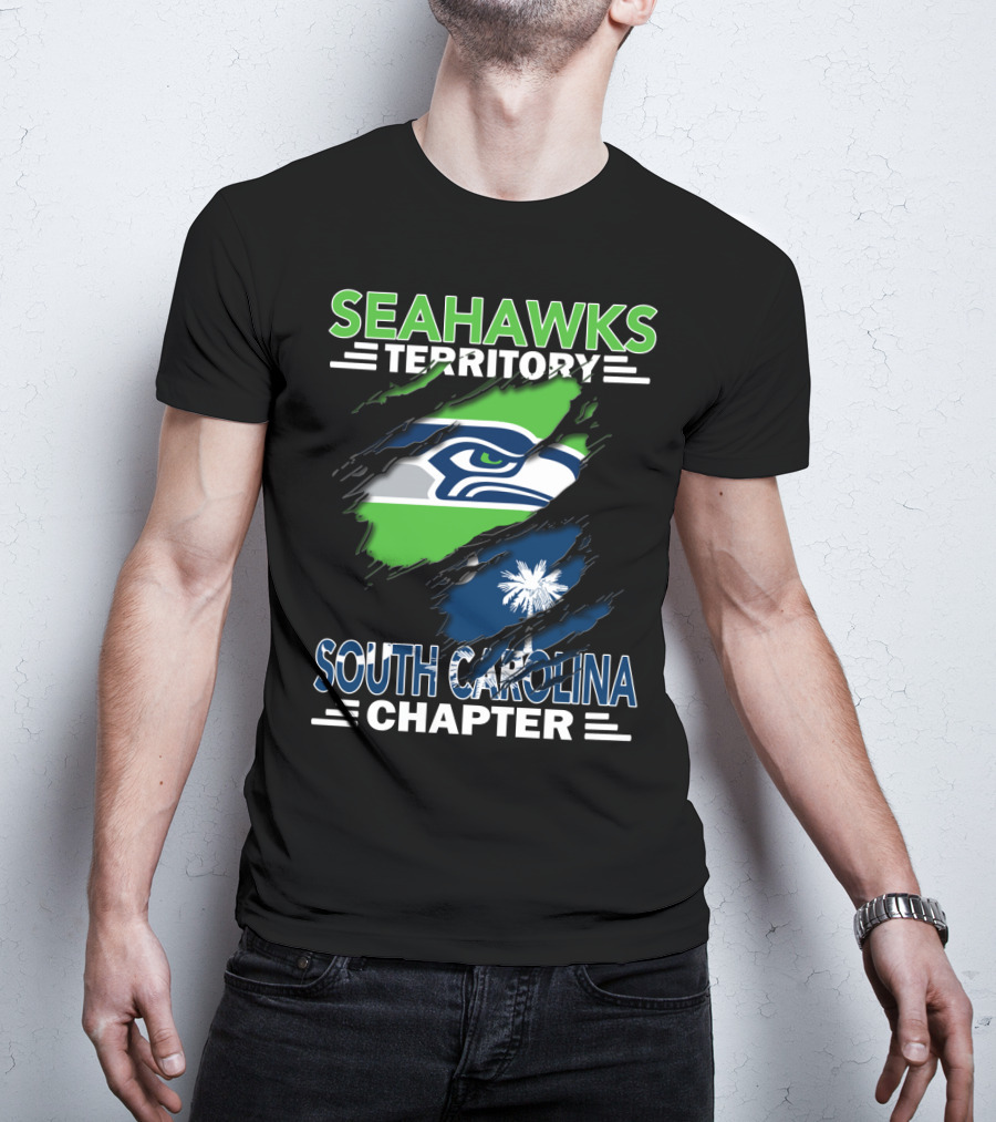 Seahawks Territory South Carolina Chapter Flag Ripped T-Shirt