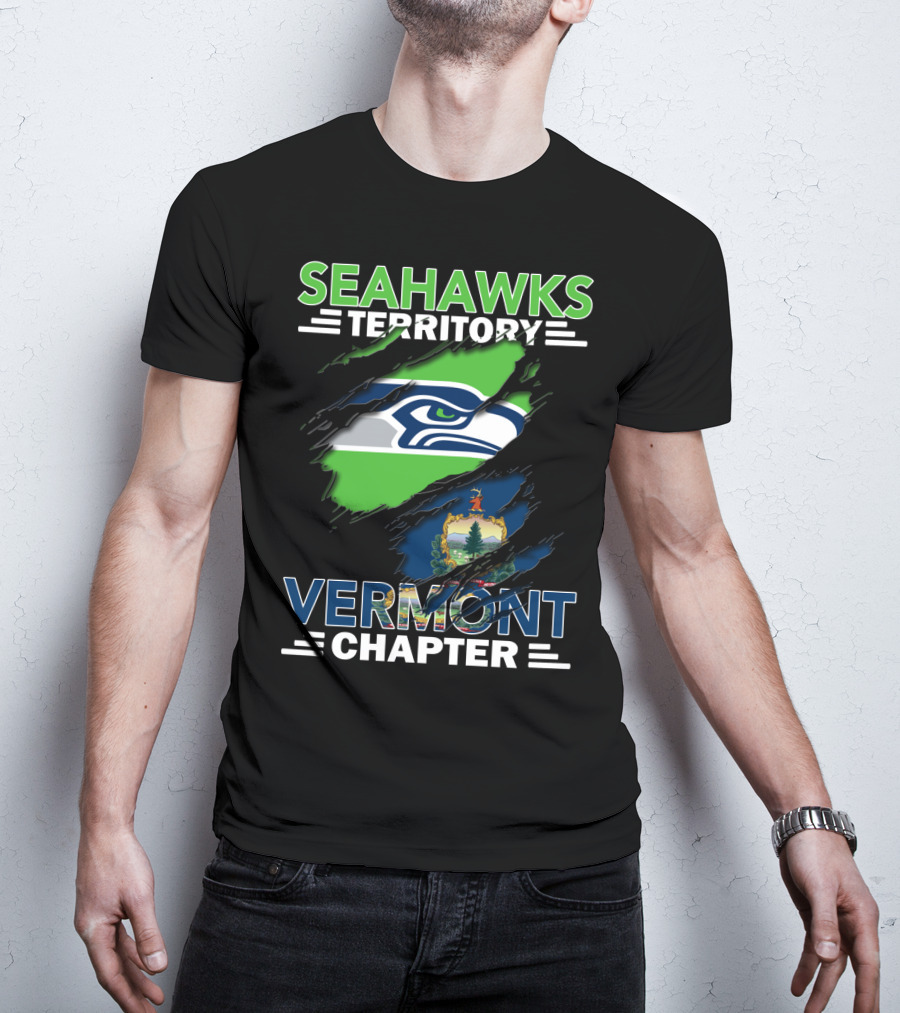 Seahawks Territory Vermont Chapter Ripped Flag T-Shirt