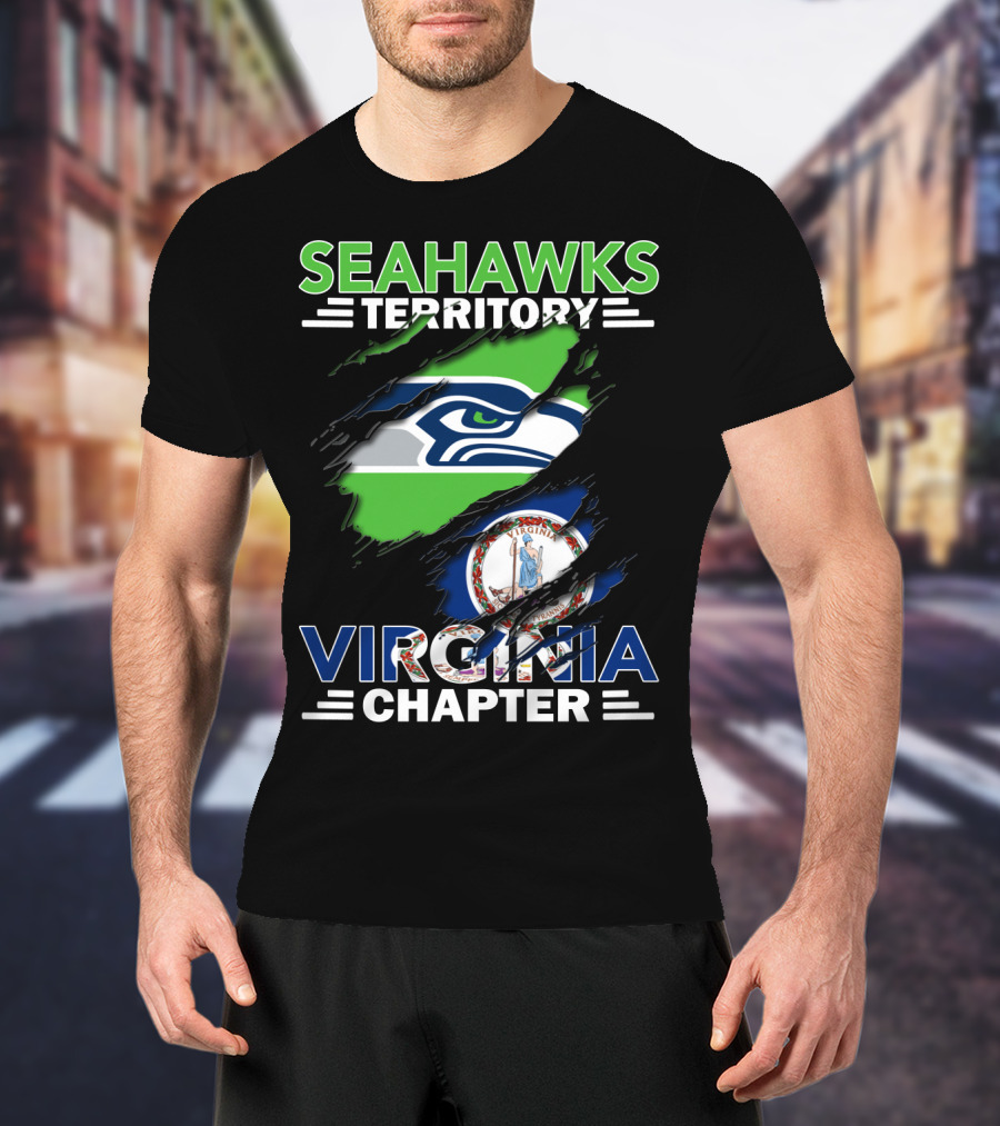 Seahawks Territory Virginia Chapter Logo With Virginia State Flag Integration T-Shirt