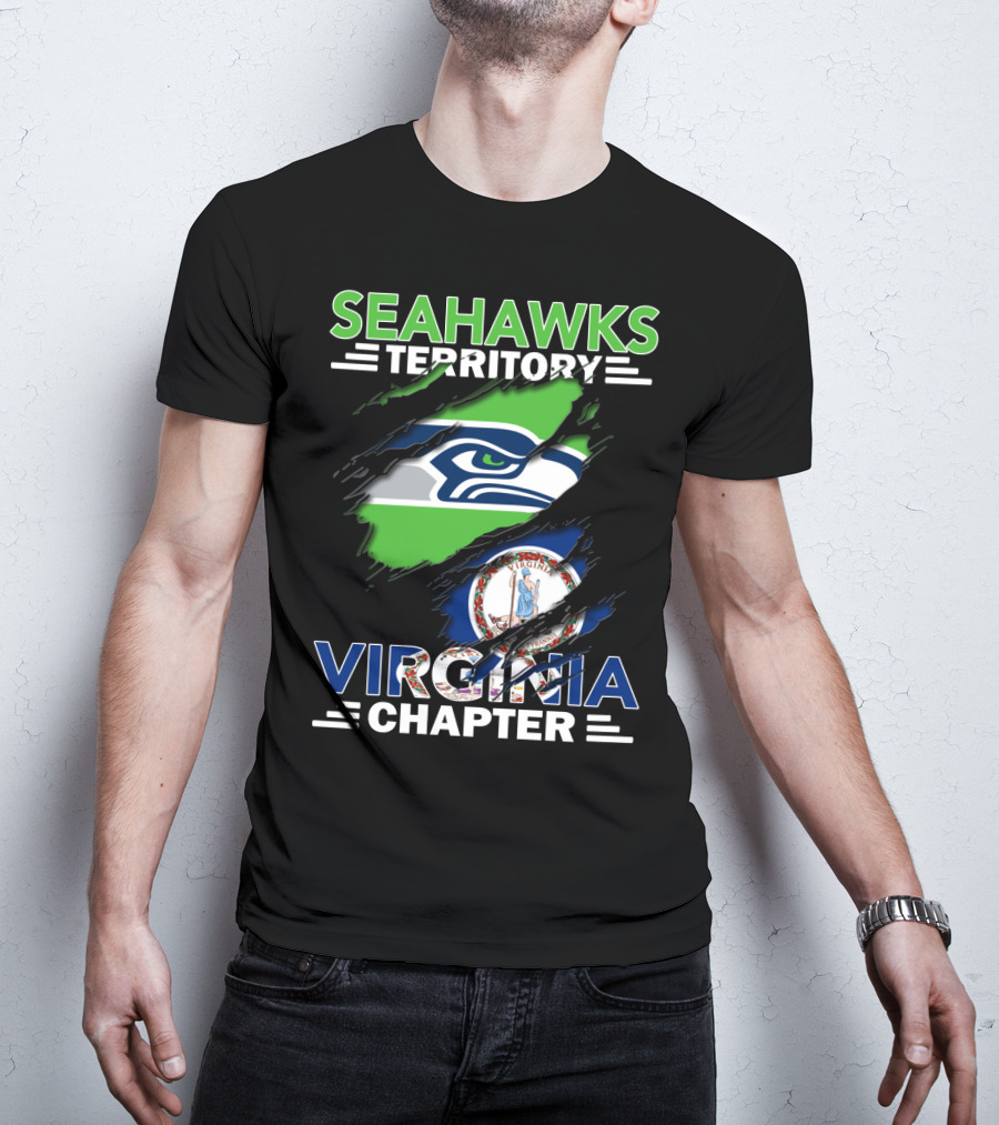 Seahawks Territory Virginia Chapter Logo With Virginia State Flag Integration T-Shirt