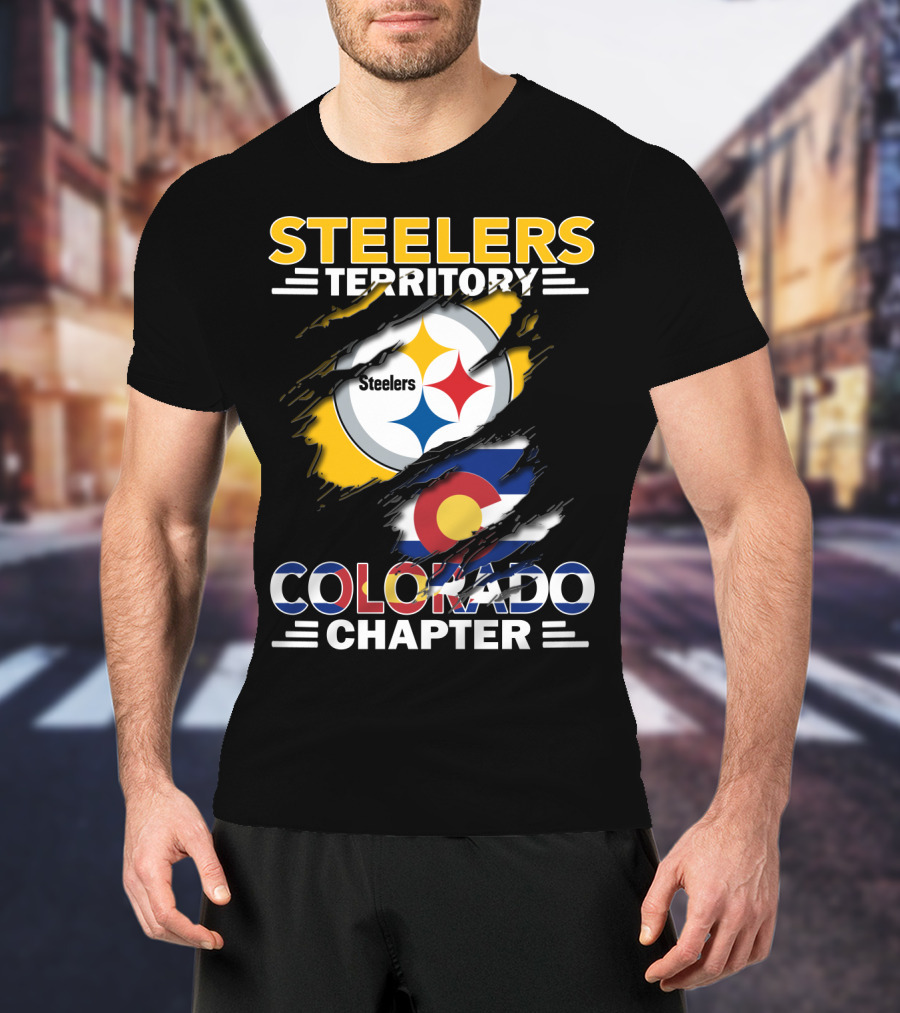 Steelers Territory Colorado Chapter Steelers Logo Colorado Flag T-Shirt