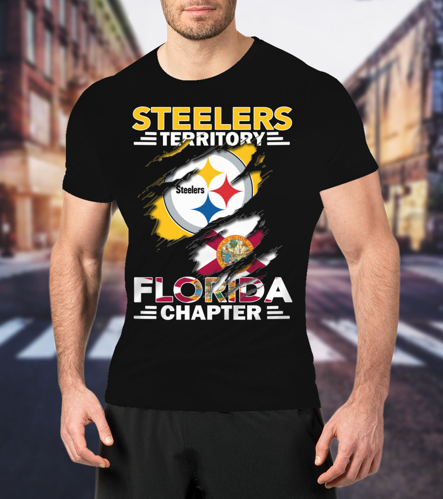 Steelers Territory Florida Chapter Steelers Logo State Flag Coordination T-Shirt