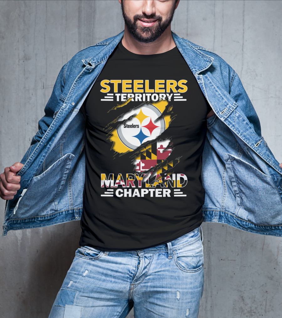 Steelers Territory Maryland Chapter Steelers Logo Maryland Flag T-Shirt