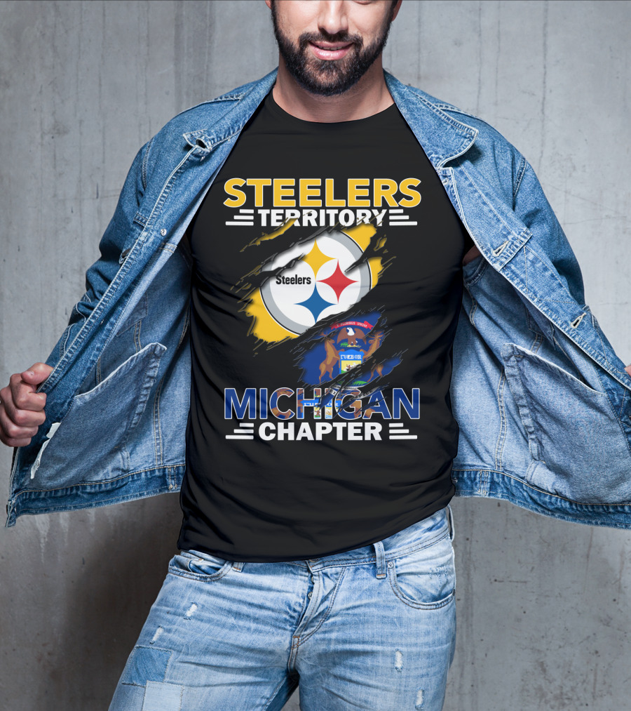 Steelers Territory Michigan Chapter Flag Fusion T-Shirt