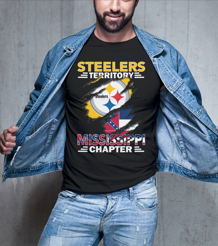 Steelers Territory Mississippi Chapter Steel Logo And Flag T-Shirt