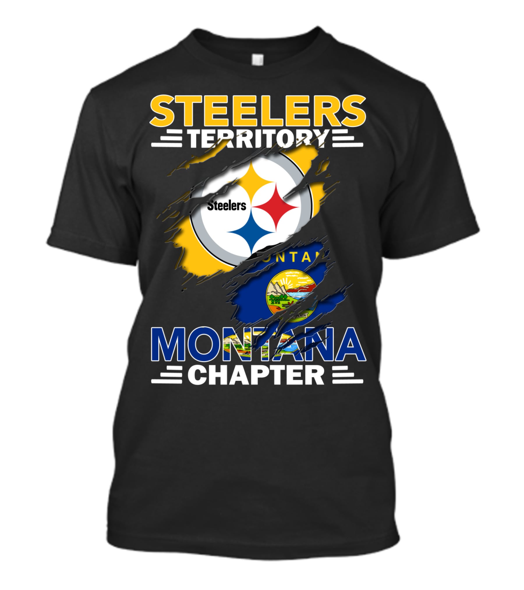 Steelers Territory Montana Chapter Flag Logo Combination T-Shirt